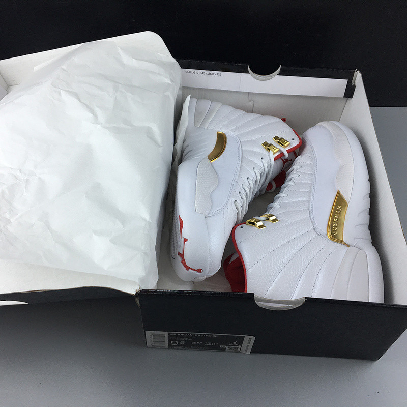 Air Jordan 12 Retro Fiba White University Red 130690-107