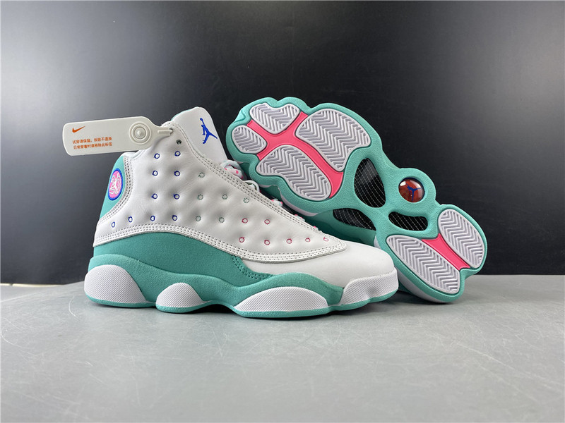 Jordan 13 Retro White Soar Green Pink (GS) 439358-100