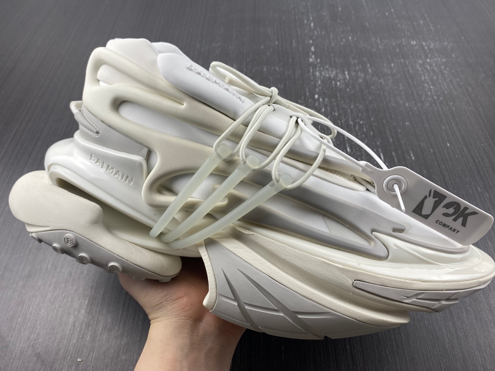 BALMAIN NEOPRENE AND LEATHER UNICORN LOW-TOP SNEAKERS