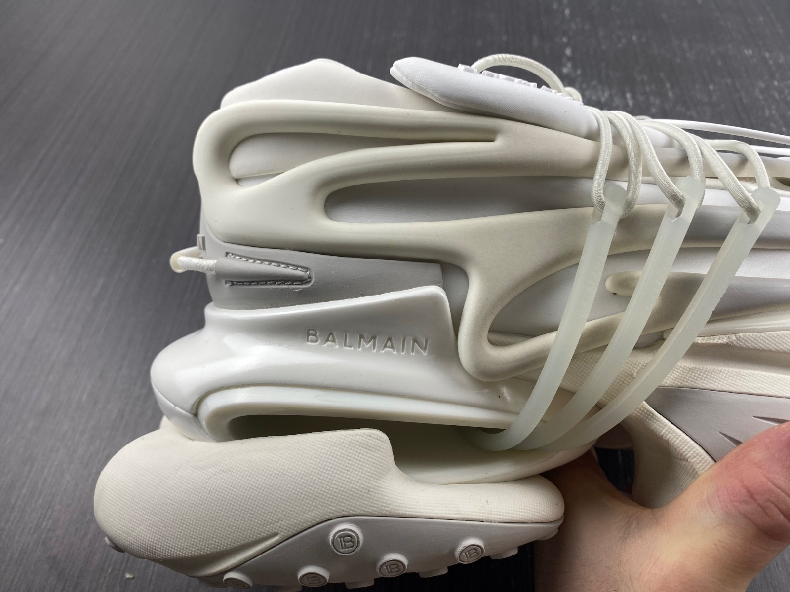 BALMAIN NEOPRENE AND LEATHER UNICORN LOW-TOP SNEAKERS