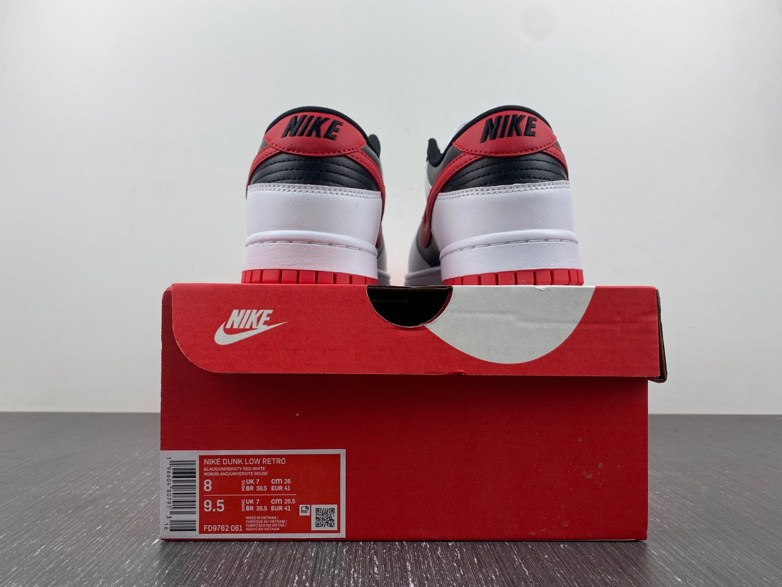 Nike Dunk Low White University Red Black FD9762-061