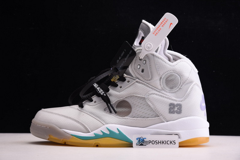 OW Air Jordan 5 Green Purple CT8480-105