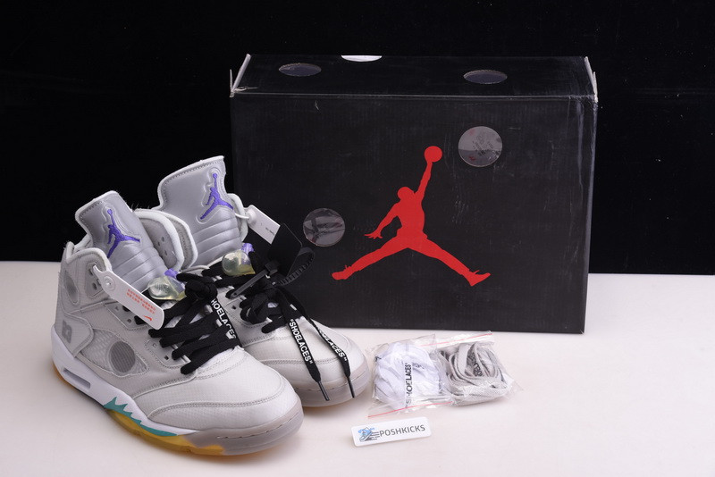 OW Air Jordan 5 Green Purple CT8480-105