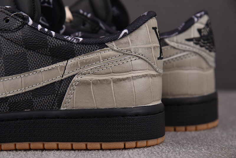 LV x Air Jordan 1 x TS Checked Black Trainers DZ2505-001