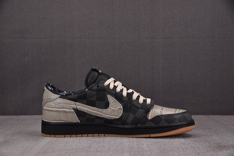 LV x Air Jordan 1 x TS Checked Black Trainers DZ2505-001