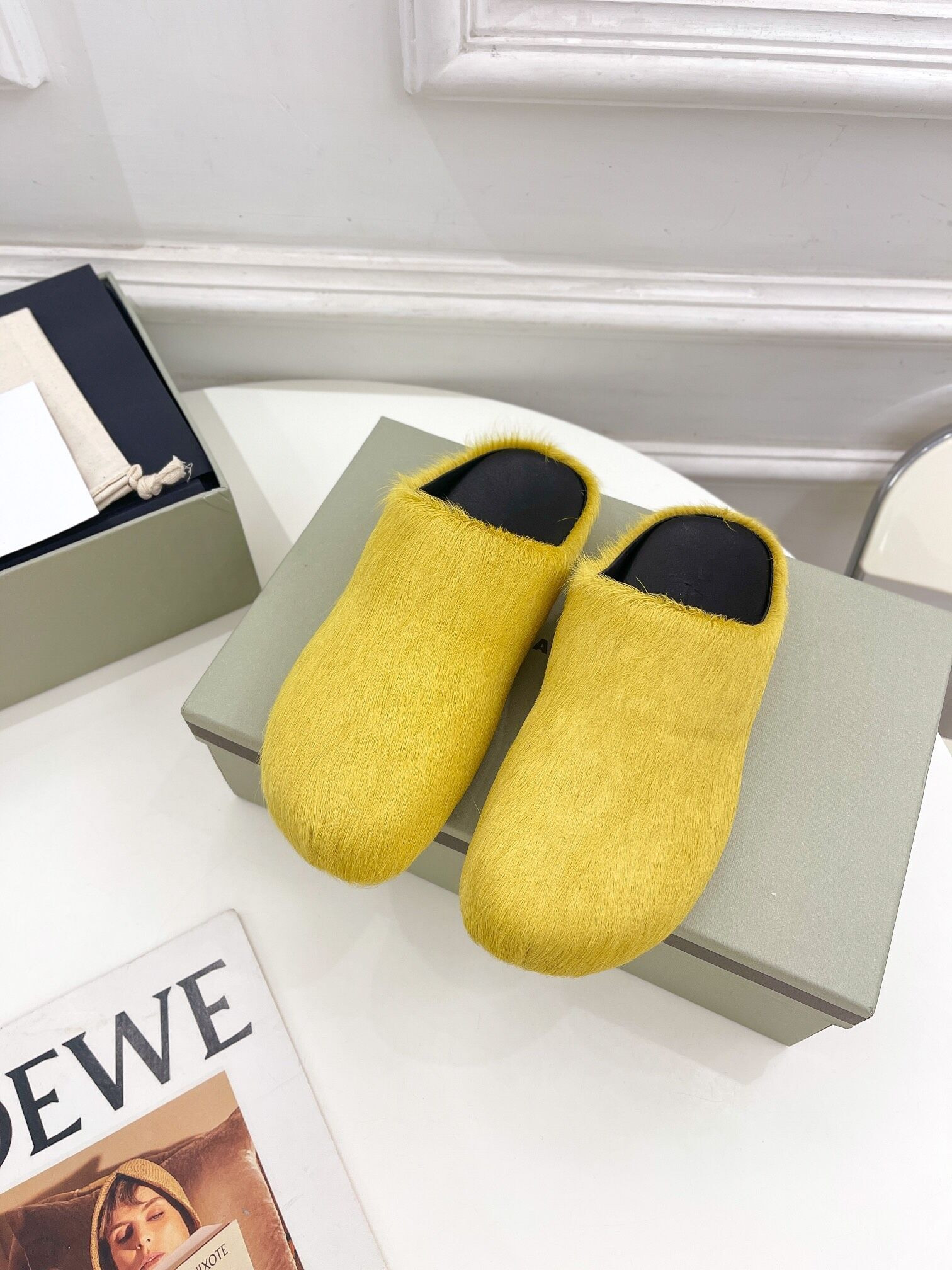 MARNI YELLOW FUSSBETT SABOT LOAFERS