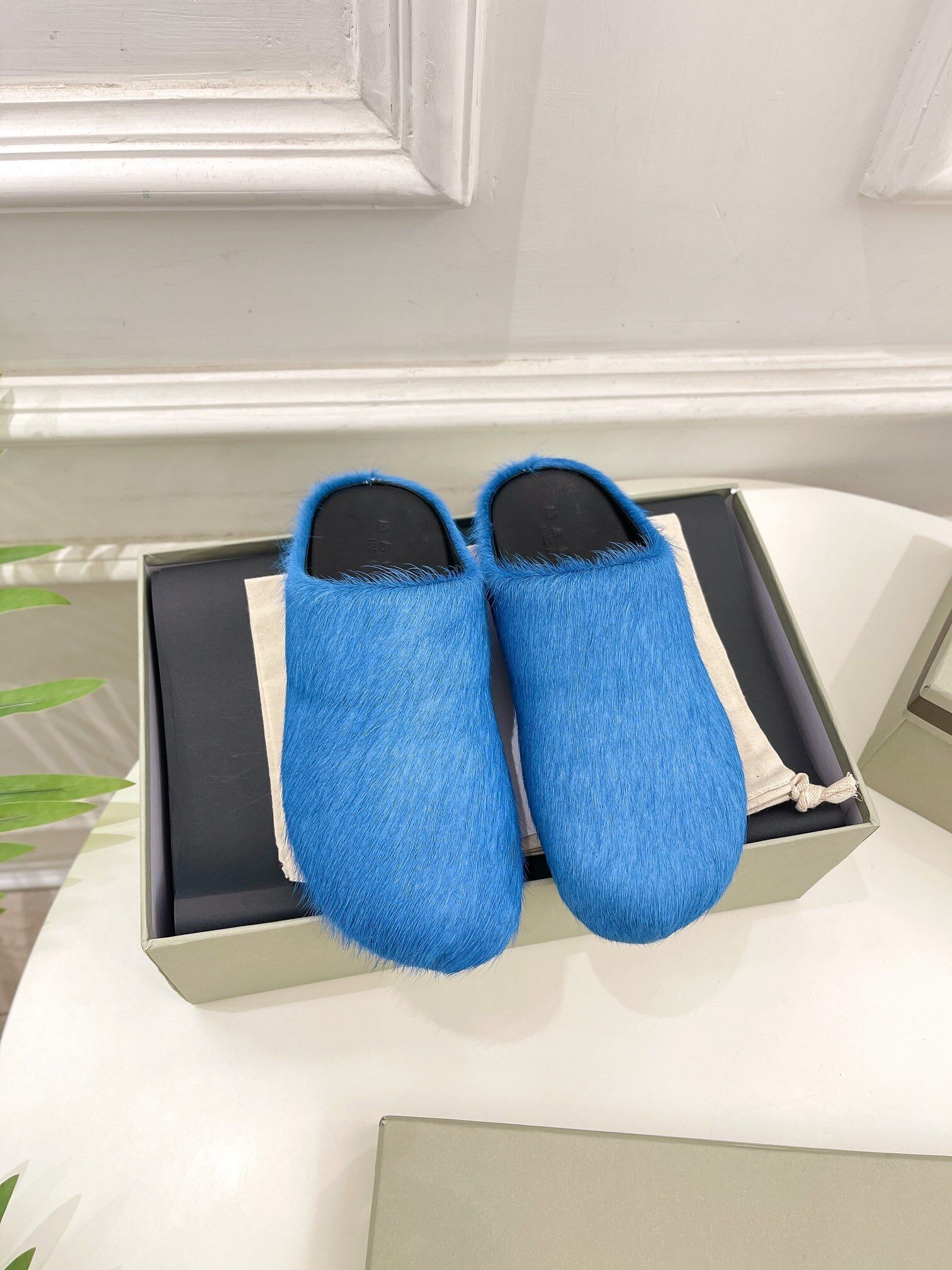 MARNI BLUE FUSSBETT SABOT LOAFERS