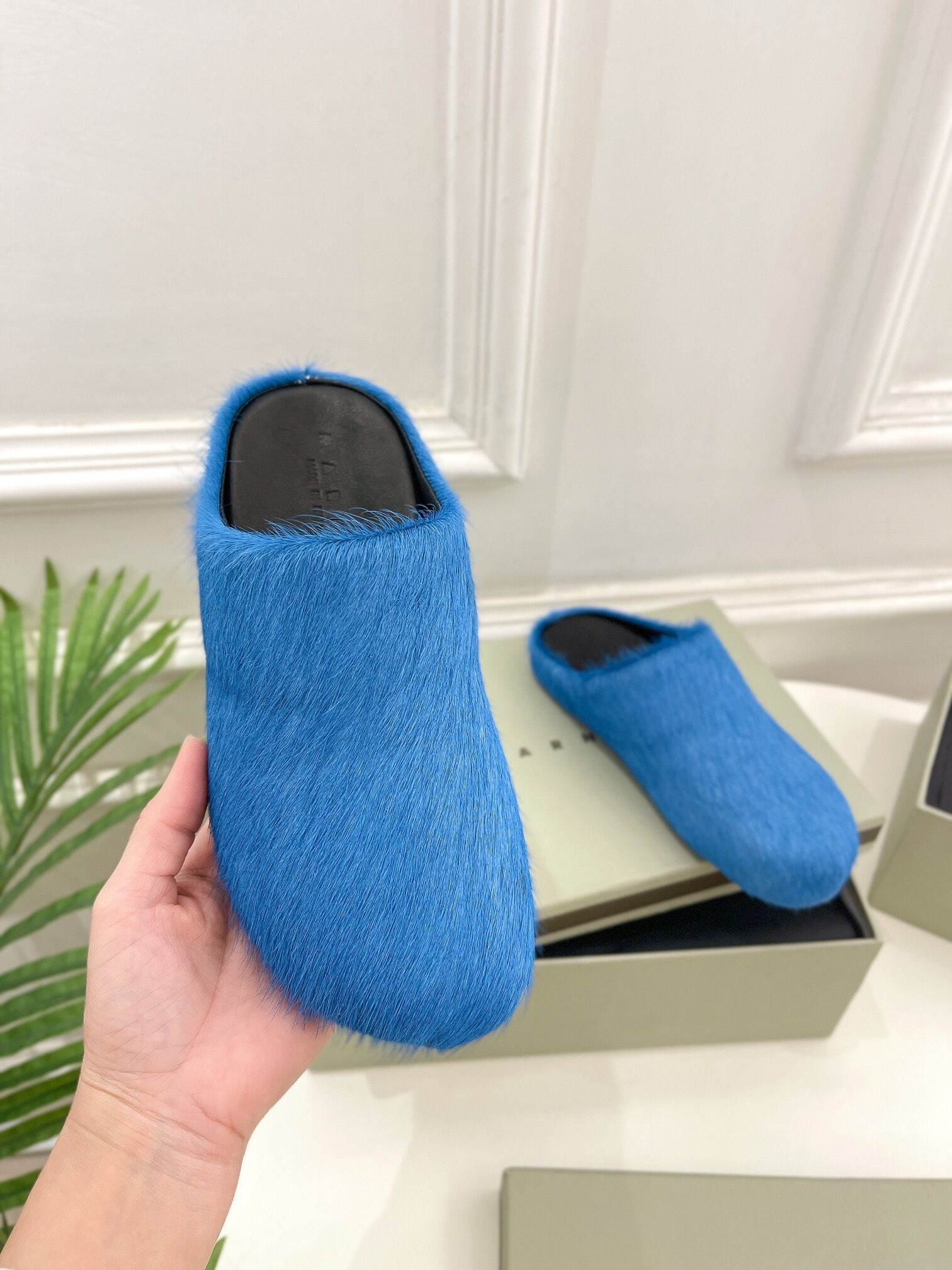 MARNI BLUE FUSSBETT SABOT LOAFERS