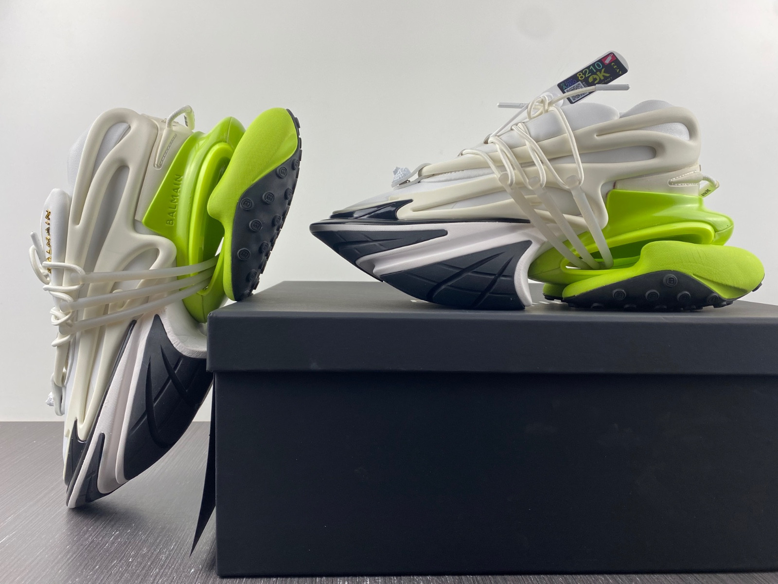 BALMAIN NEOPRENE AND LEATHER UNICORN LOW-TOP SNEAKERS