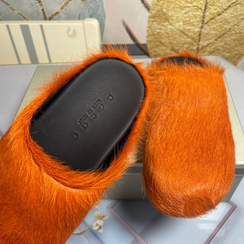 MARNI ORANGE FUSSBETT SABOT LOAFERS