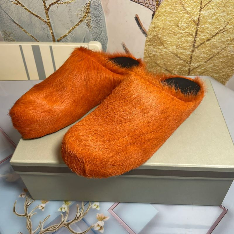MARNI ORANGE FUSSBETT SABOT LOAFERS