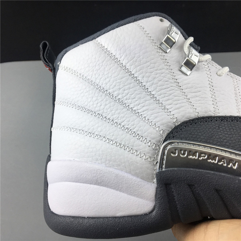 Air Jordan 12 GS White and Dark Grey 153265-160