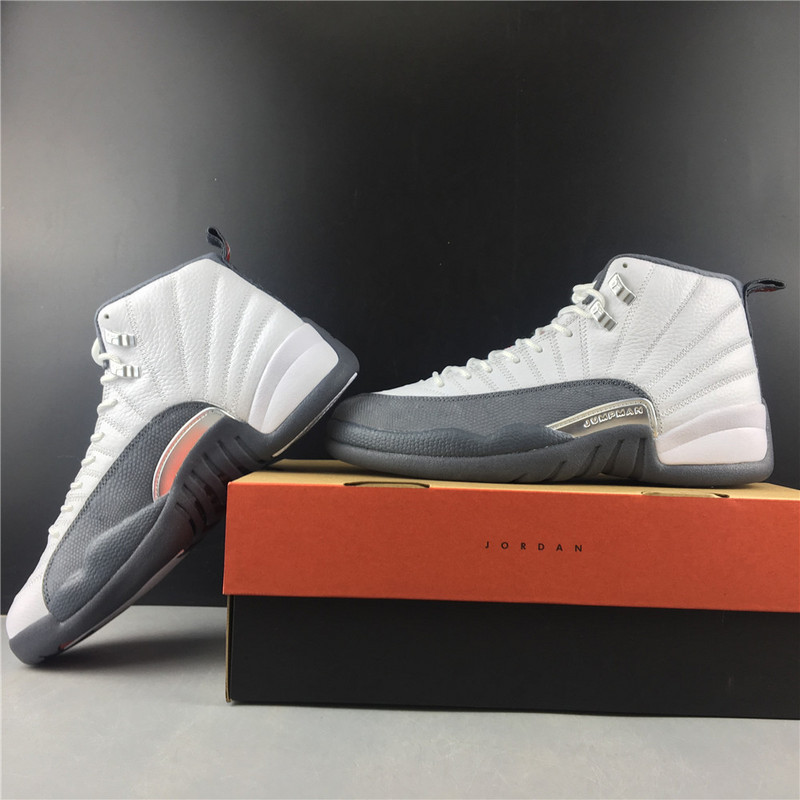 Air Jordan 12 GS White and Dark Grey 153265-160