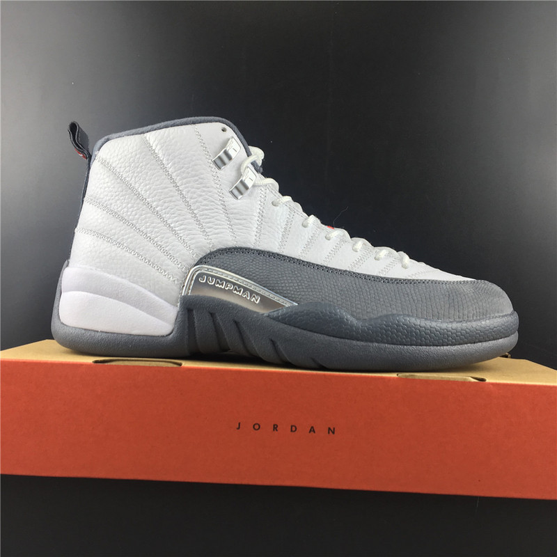 Air Jordan 12 GS White and Dark Grey 153265-160