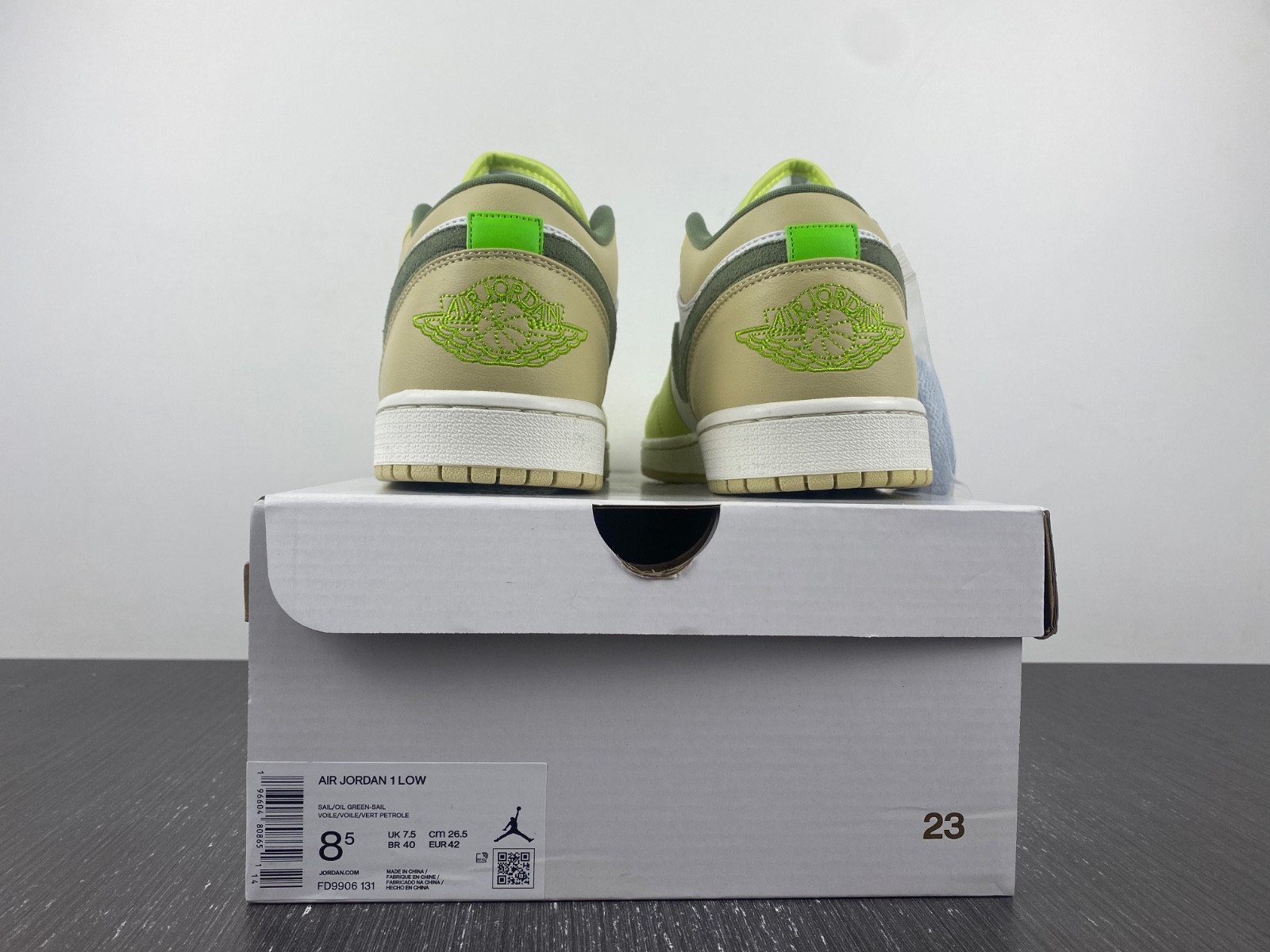 Air Jordan 1 Low White Volt Green Tan FD9906-131